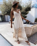 White Crochet Bohemian Dress