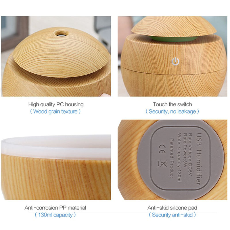 Portable Wooden Air Humidifier with LED